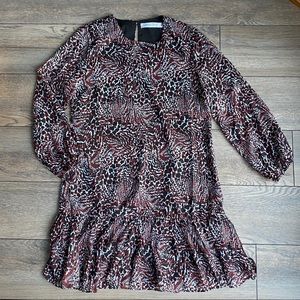 NWT Lucy & Dity Urban Outfitters Ruffle Hem Black Red White Boho Tunic Dress S